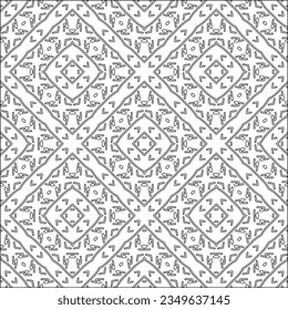 Vector pattern with symmetrical elements . Modern stylish abstract texture. Repeating geometric tiles from striped elements.Black and white pattern.