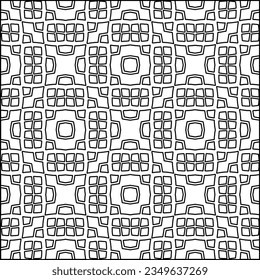 Vector pattern with symmetrical elements . Modern stylish abstract texture. Repeating geometric tiles from striped elements.Black and white pattern.