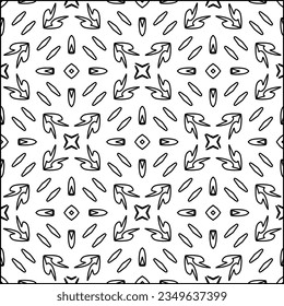 Vector pattern with symmetrical elements . Modern stylish abstract texture. Repeating geometric tiles from striped elements.Black and white pattern.