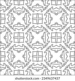 Vector pattern with symmetrical elements . Modern stylish abstract texture. Repeating geometric tiles from striped elements.Black and white pattern.