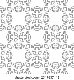 Vector pattern with symmetrical elements . Modern stylish abstract texture. Repeating geometric tiles from striped elements.Black and white pattern.