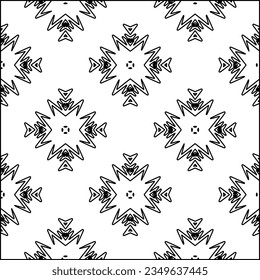 Vector pattern with symmetrical elements . Modern stylish abstract texture. Repeating geometric tiles from striped elements.Black and white pattern.