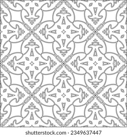 Vector pattern with symmetrical elements . Modern stylish abstract texture. Repeating geometric tiles from striped elements.Black and white pattern.