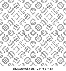 Vector pattern with symmetrical elements . Modern stylish abstract texture. Repeating geometric tiles from striped elements.Black and white pattern.