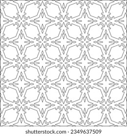 Vector pattern with symmetrical elements . Modern stylish abstract texture. Repeating geometric tiles from striped elements.Black and white pattern.