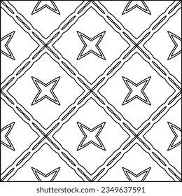 Vector pattern with symmetrical elements . Modern stylish abstract texture. Repeating geometric tiles from striped elements.Black and white pattern.