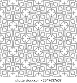 Vector pattern with symmetrical elements . Modern stylish abstract texture. Repeating geometric tiles from striped elements.Black and white pattern.