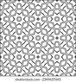 Vector pattern with symmetrical elements . Modern stylish abstract texture. Repeating geometric tiles from striped elements.Black and white pattern.