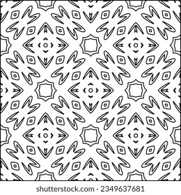 Vector pattern with symmetrical elements . Modern stylish abstract texture. Repeating geometric tiles from striped elements.Black and white pattern.