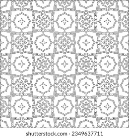 Vector pattern with symmetrical elements . Modern stylish abstract texture. Repeating geometric tiles from striped elements.Black and white pattern.