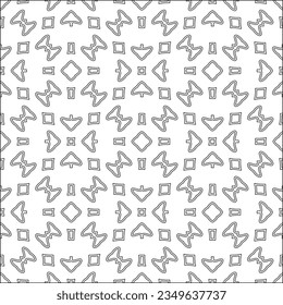 Vector pattern with symmetrical elements . Modern stylish abstract texture. Repeating geometric tiles from striped elements.Black and white pattern.