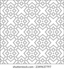 Vector pattern with symmetrical elements . Modern stylish abstract texture. Repeating geometric tiles from striped elements.Black and white pattern.