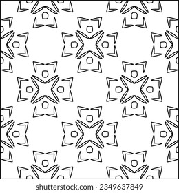 Vector pattern with symmetrical elements . Modern stylish abstract texture. Repeating geometric tiles from striped elements.Black and white pattern.