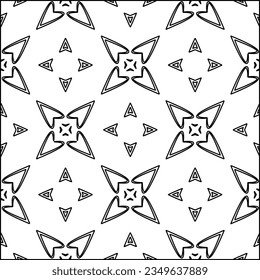 Vector pattern with symmetrical elements . Modern stylish abstract texture. Repeating geometric tiles from striped elements.Black and white pattern.