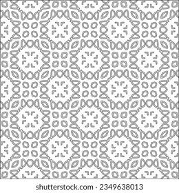 Vector pattern with symmetrical elements . Modern stylish abstract texture. Repeating geometric tiles from striped elements.Black and white pattern.