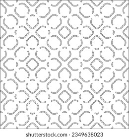 Vector pattern with symmetrical elements . Modern stylish abstract texture. Repeating geometric tiles from striped elements.Black and white pattern.