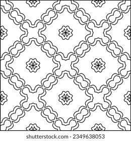 Vector pattern with symmetrical elements . Modern stylish abstract texture. Repeating geometric tiles from striped elements.Black and white pattern.