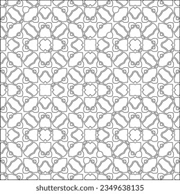 Vector pattern with symmetrical elements . Modern stylish abstract texture. Repeating geometric tiles from striped elements.Black and white pattern.