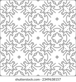 Vector pattern with symmetrical elements . Modern stylish abstract texture. Repeating geometric tiles from striped elements.Black and white pattern.