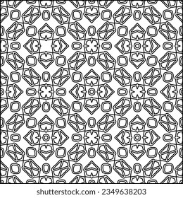 Vector pattern with symmetrical elements . Modern stylish abstract texture. Repeating geometric tiles from striped elements.Black and white pattern.