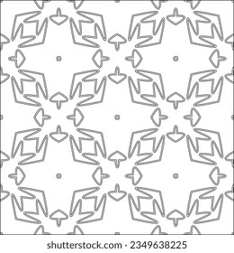 Vector pattern with symmetrical elements . Modern stylish abstract texture. Repeating geometric tiles from striped elements.Black and white pattern.