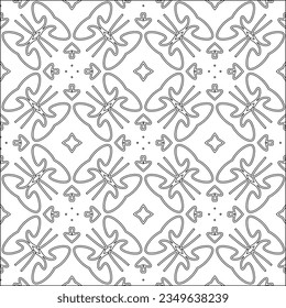 Vector pattern with symmetrical elements . Modern stylish abstract texture. Repeating geometric tiles from striped elements.Black and white pattern.