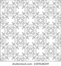Vector pattern with symmetrical elements . Modern stylish abstract texture. Repeating geometric tiles from striped elements.Black and white pattern.