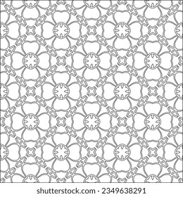 Vector pattern with symmetrical elements . Modern stylish abstract texture. Repeating geometric tiles from striped elements.Black and white pattern.