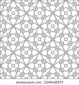 Vector pattern with symmetrical elements . Modern stylish abstract texture. Repeating geometric tiles from striped elements.Black and white pattern.