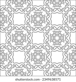 Vector pattern with symmetrical elements . Modern stylish abstract texture. Repeating geometric tiles from striped elements.Black and white pattern.