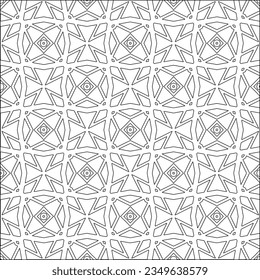 Vector pattern with symmetrical elements . Modern stylish abstract texture. Repeating geometric tiles from striped elements.Black and white pattern.