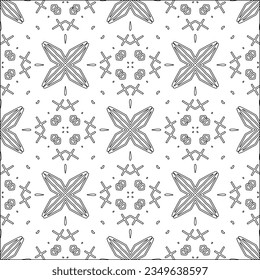 Vector pattern with symmetrical elements . Modern stylish abstract texture. Repeating geometric tiles from striped elements.Black and white pattern.