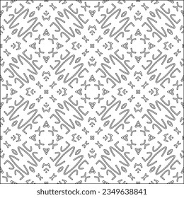 Vector pattern with symmetrical elements . Modern stylish abstract texture. Repeating geometric tiles from striped elements.Black and white pattern.