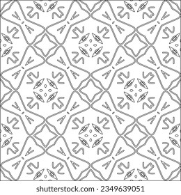 Vector pattern with symmetrical elements . Modern stylish abstract texture. Repeating geometric tiles from striped elements.Black and white pattern.