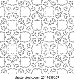 Vector pattern with symmetrical elements . Modern stylish abstract texture. Repeating geometric tiles from striped elements.Black and white pattern.