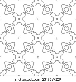 Vector pattern with symmetrical elements . Modern stylish abstract texture. Repeating geometric tiles from striped elements.Black and white pattern.
