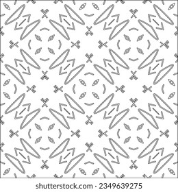 Vector pattern with symmetrical elements . Modern stylish abstract texture. Repeating geometric tiles from striped elements.Black and white pattern.