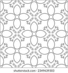 Vector pattern with symmetrical elements . Modern stylish abstract texture. Repeating geometric tiles from striped elements.Black and white pattern.