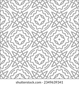 Vector pattern with symmetrical elements . Modern stylish abstract texture. Repeating geometric tiles from striped elements.Black and white pattern.