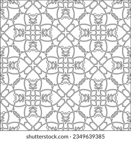 Vector pattern with symmetrical elements . Modern stylish abstract texture. Repeating geometric tiles from striped elements.Black and white pattern.