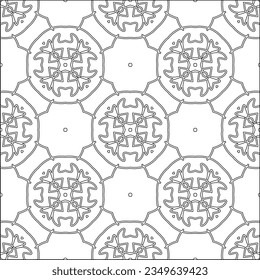 Vector pattern with symmetrical elements . Modern stylish abstract texture. Repeating geometric tiles from striped elements.Black and white pattern.