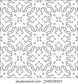 Vector pattern with symmetrical elements . Modern stylish abstract texture. Repeating geometric tiles from striped elements.Black and white pattern.