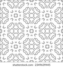Vector pattern with symmetrical elements . Modern stylish abstract texture. Repeating geometric tiles from striped elements.Black and white pattern.