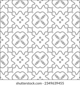 Vector pattern with symmetrical elements . Modern stylish abstract texture. Repeating geometric tiles from striped elements.Black and white pattern.