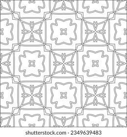 Vector pattern with symmetrical elements . Modern stylish abstract texture. Repeating geometric tiles from striped elements.Black and white pattern.