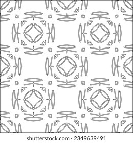 Vector pattern with symmetrical elements . Modern stylish abstract texture. Repeating geometric tiles from striped elements.Black and white pattern.