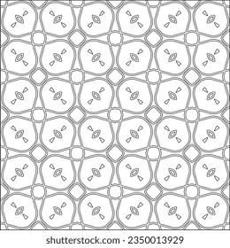 Vector pattern with symmetrical elements . Modern stylish abstract texture. Repeating geometric tiles from striped elements.Black and white pattern.