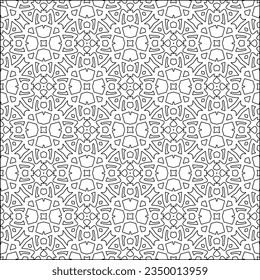 Vector pattern with symmetrical elements . Modern stylish abstract texture. Repeating geometric tiles from striped elements.Black and white pattern.