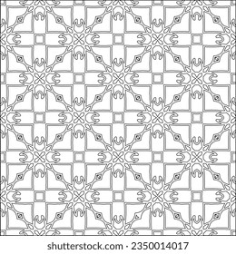 Vector pattern with symmetrical elements . Modern stylish abstract texture. Repeating geometric tiles from striped elements.Black and white pattern.