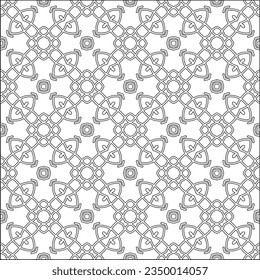 Vector pattern with symmetrical elements . Modern stylish abstract texture. Repeating geometric tiles from striped elements.Black and white pattern.